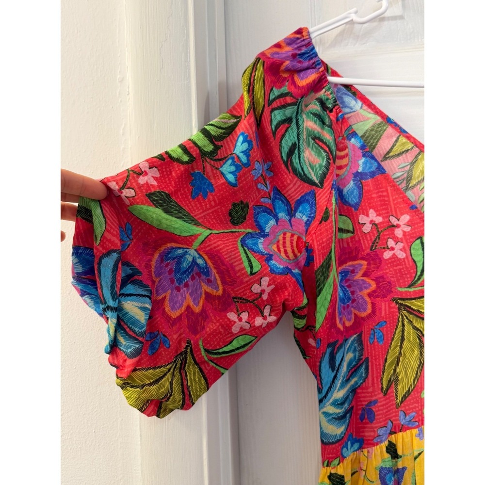 Johnny Was Roumba Maxi Dress Floral Ramie Cutout Red Multi XXL NWOT Beach - Picture 6 of 8